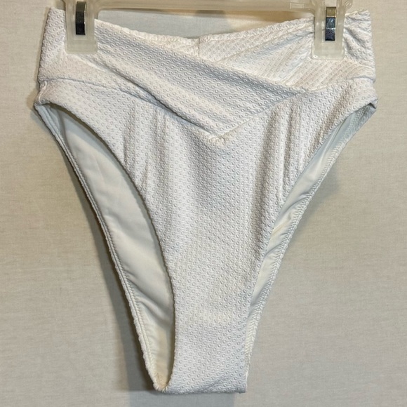 AA-164 Aerie‎ NWT High Cut Cheeky White Summer Swim Bikini Bottoms Size S - Picture 1 of 12